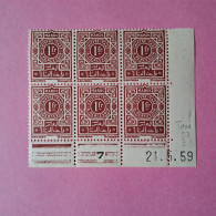 N°53 - 1 F. Chiffre Taxe - Coin Daté Neuf Gomme D'époque - 21-05-1959 - Timbres-taxe