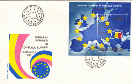 ORGANIZATIONS, EUROPEAN UNION, ROMANIAN MEMBERSHIP, COVER FDC, 1993, ROMANIA - FDC