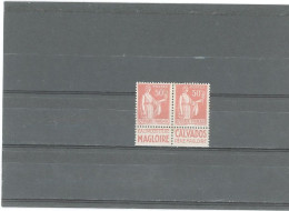 BANDE PUB -N°283b PAIX 50 C - NSG TYPE IIA   PAIRE -PUB CALVADOS -MAURY 204 - Unused Stamps