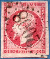 France 1853, 80 C Obliteré GC 2008 Lescar Cancelled - 1853-1860 Napoleone III