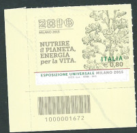 Italia 2015 ; EXPO Milano 2015: Unico Francobollo Con Codice A Barre Del Foglietto. - Bar Codes