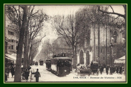 CPA 06 NICE Avenue De La Victoire, Tramway Attelage, Tacot Voy. 1929 (Bon Plan, Vue Pas Com.) BE - Schienenverkehr - Bahnhof