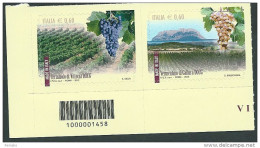 Italia 2012; Vini DOCG "Made In Italy": Coppia Con L’ Unica Barra Del Foglietto. - Bar-code