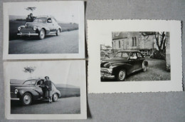 Lot 3 Ancienne PHOTO ORIGINALE PEUGEOT 203 PHOTOGRAPHIE Voiture 1952 - 9 X 6,5 Cm - Automobile