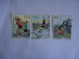 BELGIUM  3  USED  STAMPS  SPORTS  FOOTBALL HANDBALL - Otros & Sin Clasificación