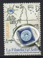 URUGUAY 2023 (UPAEP, Joint Issue, Philately, Stagecoach, Art, Paintings, Torres García, Ship, Fish, Geography) - 1 Stamp - Bateaux