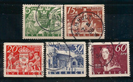 Sweden 1938 NYA SVERIGE MINNET Y.T. 249a+250/253 (0) - Used Stamps