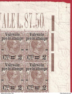 1890 Italia - Regno , N° 55bae  MNH** QUARTINA CON LINEE DI COLORE - Other & Unclassified