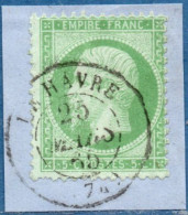 France 1862, 5 C Obliteré Le Havre, Cancelled On Piece - 1862 Napoléon III