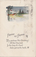 CM98. Vintage Greetings Postcard. Friend To Friend. Winter Scene. - Otros & Sin Clasificación