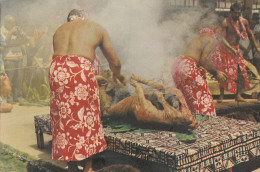 CM02. Postcard. Cooking A Luau Pig In A Polynesian Underground Oven. Hawaii. - Other & Unclassified