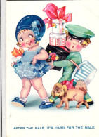 CM08. Vintage Postcard. After The Sale, Its Hard For The Male. Girl Shopping! - Humor
