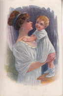 CM78. Vintage Postcard.  Pretty Lady Hugging Her Child. Signed O Peter - Frauen