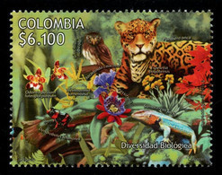 04A-KOLUMBIEN - 2011 -MNH - ORCHIDS, BEAR, JAGUAR,INSECTS, FISH. BIODIVERSITY IN COLOMBIA - Colombia