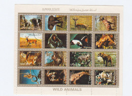 Ajman 4 Feuillets De 16 Timbres Petits Formats Animaux Sauvages Nuance De Teinte 1973 Mi 2701 à 2716 Mi 2845A à 2860AKB - Ajman