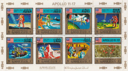 Ajman - Bloc De 8 Timbres Espace - Apollo 11 - 17 Année 1973 Mi 2677 à 2684 - Ajman