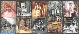 Great Britain 2003 Golden Jubilee 10v [++++], Mint NH, History - Transport - Kings & Queens (Royalty) - Coaches - Unused Stamps