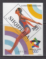 2005 Albania Almeria Mediterranean Games Gymnastics Souvenir Sheet MNH - Albanie