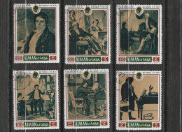 Ajman - Lot 11 Timbres Beethoven - Année 1971 Mi 794 à 799 Et Année 1972 Mi 1339 à 1343 - Adschman