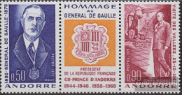 Andorra - French Post 245-246 Triple Strip (complete Issue) Unmounted Mint / Never Hinged 1972 Charles De Gaulle - Markenheftchen