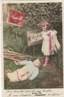 ENFANTS. CPA.. FILLETTE. " ELLE VEUT ACHETER UN BEBE POUR SA MAMAN AVEC L'ARGENT DE SA TIRELIRE" .ANNEE 1907 + TEXTE - Humorous Cards