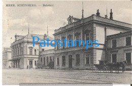 226153 CZECH REPUBLIC SCHÖNBERG MÄHR STATION TRAIN CANCEL MILITARY CIRCULATED TO GERMANY POSTAL POSTCARD - República Checa