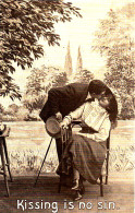 CN100. Vintage Comic Postcard. Kissing Is No Sin! Romantic Couple. - Koppels