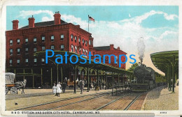 226155 US SCUMBERLAND STATION TRAIN AND QUEEN CITY HOTEL CIRCULATED TO ITALY POSTAL POSTCARD - Sonstige & Ohne Zuordnung