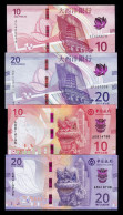 Macao Set 4 Banknotes 10 20 Patacas  BDC BNU 2020 (2024) Pick 90 91 129 130 Sc Unc - Macau