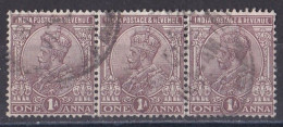 Inde Anglaise  1911-1935  Roi Georges V   Y&T  N °  78   Bande De 3  Oblitérés - 1911-35  George V