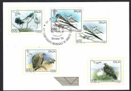 Italia, Italy, Italien, Italie 1999; Maximum Card: Fringuello Alpino: “Campionato Mondiale Di Ornitologia” - Sparrows