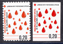 Bosnia Serbia 2021 Red Cross Croix Rouge Rotes Kreuz Tax Charity Surcharge, Perforated + Imperforated Stamp MNH - Bosnië En Herzegovina