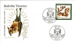 GERMANY,   FDC,  Bats      /     ALLEMAGNE,  Lettre De Première Jour,  Chauve - Souris    1999 - Vleermuizen