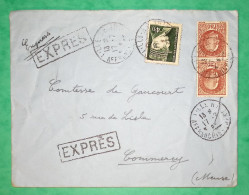 N°517 X2 + 521B PETAIN BERSIER HOURRIEZ LETTRE EXPRES LILLE NORD POUR COMMERCY MEUSE 1942 COVER FRANCE - 1941-42 Pétain