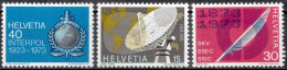 1973, Switzerland, Telecommunication, Commerce, Interpol, MNH(**), Mi: 988-990 - Nuovi