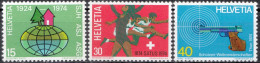 1974, Switzerland, Publicity Issue (1974) 1st Issue, Athletics, Globes, Gymnastics, MNH(**), Mi:  1017 - 1019 - Unused Stamps
