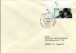 GERMANY   FDC,  Gorilla With Baby     /     ALLEMAGNE  Lettre De Première Jour,  Gorille Avec Bébé    1999 - Affen