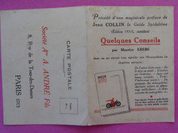 CPA Double (75) PARIS IX° Publicité Publicitaire Réclame Sté A. ANDRE Fils Motocyclette Moto 2 Roues "Guide SPIDOLEINE" - Altri & Non Classificati