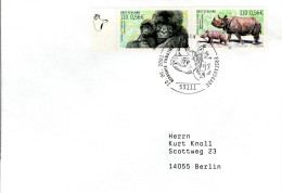 GERMANY  FDC, Gorilla And Rhino With Babys   /  ALLEMAGNE  Lettre De Première Jour,  Gorille Et Rhino Avec Bébés   2001 - Autres & Non Classés