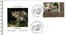 GERMANY  FDC, Wild Cat Offspring   /  ALLEMAGNE  Lettre De Première Jour,  Chat Sauvage Jeunes Pousses   2015 - Félins