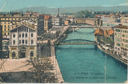 PC40830 Geneve. La Rhone Et Le Quai De La Poste. Jullien Freres. 1909. B. Hopkin - Wereld