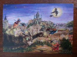 Illustrator Ilchuk "Sabbath At He Castle Hill In Kiev" - Modern Ukrainian Postcard - Postcrossing - 2010s / Witch / Cat - Ukraine