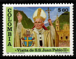 22- KOLUMBIEN - 1986 - MI#:1675 -MNH- POPE J PAUL II VISIT TO COLOMBIA – RELIGIOUS – LABEL A - Colombie