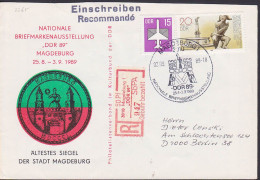 Magdeburg Sonder-R-SbPA Zettel "DDR 89" Nationale Briefmarkenausstellung DDR 3265 - Labels For Registered Mail