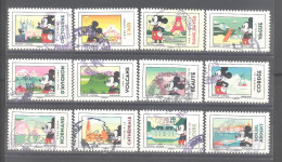 France Autoadhésifs Oblitérés N°1582/1593 (Série Complète : Mickey Et La France) (cachet Rond) - Gebruikt