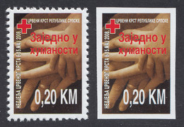 Bosnia Serbia 2008 Red Cross Rotes Kreuz Croix Rouge, Tax Charity Surcharge, Perforated + Imperforated Stamp MNH - Cruz Roja