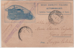 Regio Esercito Italiano - Automobilisti - Cartolina Postale In Franchigia Di Guerra. Uff. Postale Militare 06/06/1916 - War 1914-18