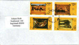 FDC OMAN Rhino, Aardvark, Hyaena, Baboon  /  Lettre De Première Jour, Rhino, Cochon De Terre, L`hyene, Papion  1973 - Autres & Non Classés