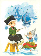 Enfants - Illustration - Dessin - Netherlands - Moulin à Vent - Peche - CPM - Carte Neuve - Voir Scans Recto-Verso - Kinder-Zeichnungen