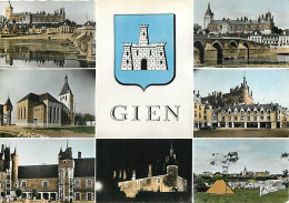 45 - Gien - Multivues - Blasons - Carte Dentelée - CPSM Grand Format - Voir Scans Recto-Verso - Gien